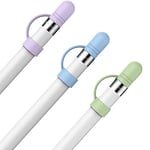 AHASTYLE Capuchon Silicone pour Apple Pencil 1st Generation 3 Pack Anti-Lost Apple Pencil Cap Cover Accessoires Capuchon de Remplacement Compatible avec Apple Pencil 1st Gén (Bleu+Vert+Violet)