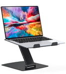 Glangeh Laptop Stand Adjustable Height, Ergonomic Portable Laptop Riser Holder for Desk, Aluminum Foldable Laptop Computer Monitor Stands Compatible with MacBook Air Pro (10-16")-Black