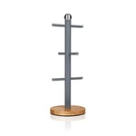 Swan SWKA17510GRYN Nordic Scandi Mug Tree with Non-Slip Bamboo Base, Slate Grey, Steel, One Size