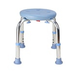 qazxsw Aluminum Alloy Shower Stool Bathroom Stool Height Adjustable Bath Chair Old Man Round Shower Chair with Non-slip Mat