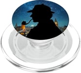 Silhouette de Sherlock Holmes à Londres Nuit PopSockets PopGrip pour MagSafe