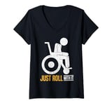 Womens Just Roll With It Paraplegic V-Neck T-Shirt