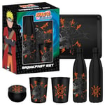 Homadict – Coffret Cadeau Naruto - Bouteille Isotherme + Plateau Métal + Petite Boîte Métal + Gobelet Métal – Licence Officielle Naruto