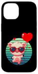 Coque pour iPhone 14 Saint Valentin Porcinet Cœur Amoureux Amour Ballon Mignon