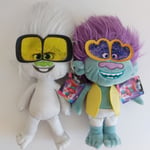 2 x TROLLS World Tour  Soft Toys - Branch & Guy Diamond (Dreamworks 2019) NEW