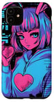 Coque pour iPhone 11 Anime Bunny Girl Vaporwave Esthétique Japonaise Rétro