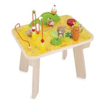 Janod Thème Ferme-8 Activités pour Enfants-Hauteur Plateau 32cm-Jouet d'Éveil-Développement Motricité Fine-Table en Bois FSC-Dès 12 Mois, J03321, Multicolore