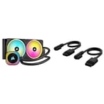 Corsair iCUE LINK H115i RGB Liquid CPU Cooler Bundle - 280mm AIO - Two QX140 RGB Fans - iCUE LINK System Hub - iCUE LINK Slim 200mm Straight/Slim 90° Cables - Black