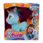 Emotion Pets Giochi Preziosi Shiny Peluche Licorne Jeux pour Enfant 3 Ans + Peluche Interactive avec Brosse et 2 Fermetures Colorées Couleur Bleu Clair et Crinière et Queue Arc-en-Ciel