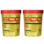 2x Eco Style Professional Styling Gel Argan Oil Maximum Hold Alcohol Free 32oz