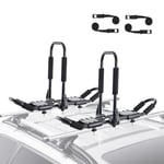 VEVOR Porte-Kayak pour Toit 1 Paire, Galerie de Toit à Fixation Supérieure, Barres de Toit Souples en J, pour Planche de Surf, Canoë, Sup, Planche de Ski, Montage sur Voiture, SUV, Camion, 2 Kayaks