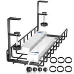 Xpatee Plateau de gestion des câbles sans perçage, sans vis, plateau de câbles avec pince pour gestion des fils de bureau, support de câbles d'ordinateur pour bureau, maison