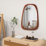 Miroir Mural Décoratif Miroir en Forme Irrégulière avec Réflexion HD Claire Cadre en Bois Marron