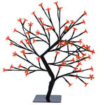 WeRChristmas Illuminated Cherry Blossom Tree Christmas Decoration with 64-LED Lights, 1.5 feet/45 cm - Red