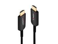 Lindy - Ultra High Speed - Hdmi-Kabel - Hdmi Hann Til Hdmi Hann - 20 M - Hybrid Kobber/Karbonfiber - Sort - Rund, Aktiv Optisk Kabel (Aoc), Støtter 8K 60 Hz (7680 X 4320), Støtter 4K 120 Hz (3840 X 2160)