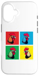 iPhone 16 Colorful Cool Chicken Art, Crazy Chicken Rooster Family Case