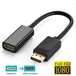 1080P Adaptateur mâle DP vers femelle compatible HDMI, port d'affichage 4K vers HDMI, convertisseur de câble, audio vidéo, budgétaire PC HDTV ""Nipseyteko