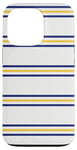 Coque pour iPhone 13 Pro Blanc Bleu Marine Jaune Rayé Girly Esthétique Preppy Stripe