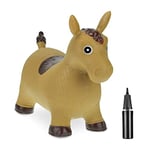 Relaxdays Bouncing Hopper Horse, Incl. Air Pump, for Children from 3 Years, BPA-Free, Inflatable Toy, 46x25x53 cm, Brown