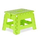 Relaxdays - Tabouret pliable, plastique, 1 marche, marchepied pour enfant, max. 120 kg, hlp: 22,5x32x25 cm, vert/blanc