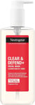 Neutrogena Clear & Defend+ Face Wash (1x 200ml), Purifying Facial Wash for Acne