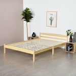 Structure de Lit Double en Bois - 140x190 cm - Naturel