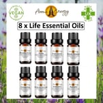 8 x Essential Oils Pure LIFE OILS Essential Oil Aromatherapy 10ml