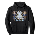 Blue Nutcracker Soldier Blue Christmas Tree Toile Floral Bow Pullover Hoodie