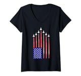 Red White Blue Air Force - July 4th Independence Day V-Neck T-Shirt