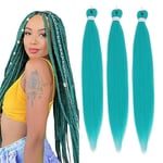 Braiding Hair Pre Stretched - 26 Inch Pre Stretched Braiding Hair Green Braiding Hair Soft Yaki Texture 3 Packs Crochet Hair Extensions Braids for Black Women (26 Inch(3Packs), Green)