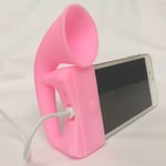 PINK Portable Silicone Horn Amplifier Loud Speaker Desk Stand Apple iPhone 5 5S