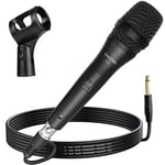 OneOdio Microphone Dynamique Professionnel avec Clip ON55, Câble XLR Filaire de 5 Mètres Durable, Boîtier 100% Métal pour Mariage/Band/Streaming/KTV/Podcast