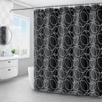 Noir,180 x 180 cm)Rideau de Douche, Lavable,Rideaux de Douche en Tissu Impermeable,Lavable en Machine, en Polyester avec 12 Anneaux