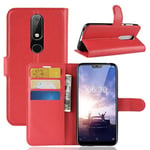 Nokia 6.1 Plus (X6)      Pu Wallet Case    [Red]