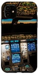 Coque pour iPhone 11 Plane Cockpit Flight Instruments Aircraft Pilot Aviation Art