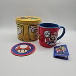 Super Mario Official Nintendo Cards Mug Coaster & Tin Gift Set Christmas Gift