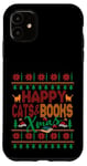 iPhone 11 Happy Books & Cats Xmas Fair Isle Ugly Style Christmas Case