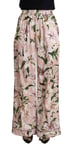 DOLCE & GABBANA Pants Wide Leg Pink Lily Mid Waist Trouser IT44/US10/L