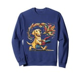 Funny Labrador Dog Blowing Fall Leaves with Leaf Blower Sweatshirt