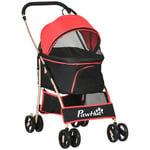 Detachable Pet Stroller, 3 In 1 Dog Cat Travel Carriage, Foldable Carrying Bag with Universal Wheels, Brake, Canopy, Basket, Storage Bag