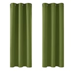 Deconovo Rideau Occultant Thermiques Anti Froid, Double Rideau Isolant Anti-Bruit, Économie d'Énergie, Idéal pour Chambre et Salon, 107x138 CM (Largeur x Hauteur), Vert d'herbe, 2 Pièces