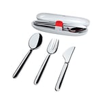 Alessi Food à Porter SA04S3 G - Ensemble de Couverts de Voyage en Acier Inoxydable 18/10 avec Boîtier en Résine Thermoplastique, Gris