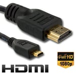 HDMI To Micro HD Cable for HD TV / Cameras/camcorders, MP3 players 1.8 M