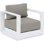 Fauteuil de salon de jardin Allure gris minéral & blanc en aluminium traité époxy - Hespéride