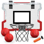 HYES Mini Panier de Basket pour Enfants Intérieur, Panier Basketball pour Porte Mural avec 3 Ballons, Filet, Backboard et Pompe à Air, Mini Hoop pour Adultes Cadeaux Garçons Filles, Rouge sans Scorer