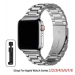 Rostfritt stål armband för Apple Watch Band 45mm Ultra 49mm 41mm 40mm 44mm metallarmband för Iwatch Series 9 8 7 6 5 Silver