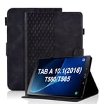 Vkooer Coque pour Samsung Galaxy Tab A6 10.1 Pouce 2016 Housse SM-T580/T585 Cuir PU Etui Flip Portefeuille Case Treillis avec Multi-Angle Support et Poche, Noir