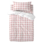 Duvet cover set HappyFriday Basic Kids Pink Baby Crib Gingham 2 Pieces