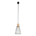 Pendelleuchte Lampe Suspendue Métal Bois Ø 16cm Petit H: Max. 1,7 M Réglable