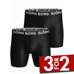 Björn Borg 2P Performance Boxer 1572 Svart polyester Large Herre